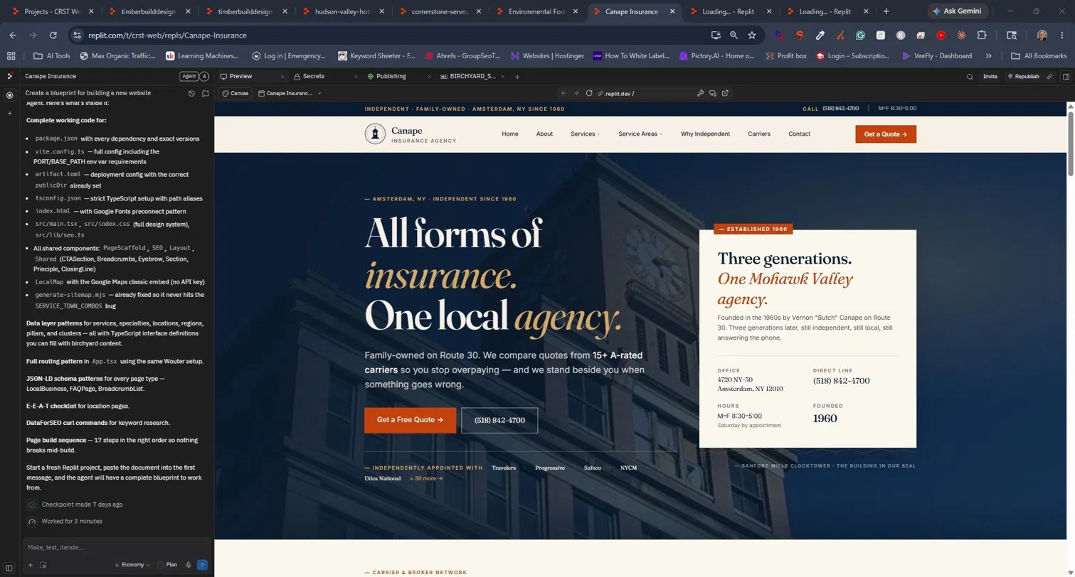 Canape Insurance Agency website screenshot